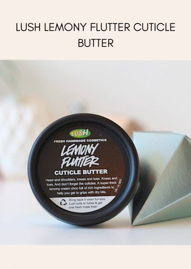 image of lush lemony flutter butter for dry citicles, hands, feet and other dry areas