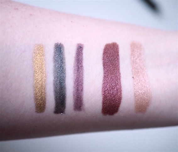 swatches of nyx lid lingerie and waterproof eyeliners